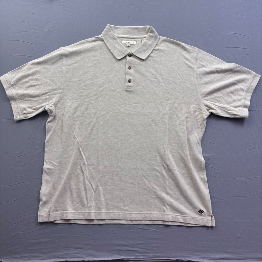 Joseph Abboud Mens XXL Beige Cotton Pique Short Sleeve Polo‎ Shirt Classic Fit
